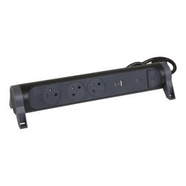 RALLONGE MULTIPRISE 3X2P+T PF USB 1.5M NOIR LEGRAND