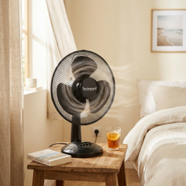 VENTILATEUR DE TABLE DIAMÈTRE 30 CENTIMÈTRES 40 WATTS NOIR AVEC ORIENTATION RÉGLABLE TECHWOOD