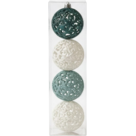 LOT DE 4 BOULES DE NOËL ÉVIDÉES DÉCORATIVES DIAMÈTRE 6 CM THÈME NOËL EN LAPONIE