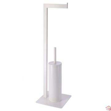 BROSSE ET DEROULEUR PAPIER WC METAL - BLANC