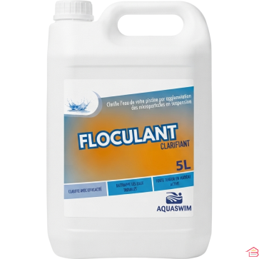 FLOCULANT LIQUIDE CLARIFIANT POUR PISCINE 5 LITRES AQUASWIM ANTI EAU TROUBLE