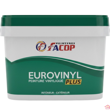 EUROVINYL PLUS FACOP 10 KG PEINTURE VINYLIQUE MATE INTÉRIEUR EXTÉRIEUR POUR MURS, PLAFONDS ET FAÇADES