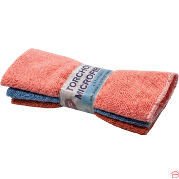 LOT DE 3 TORCHONS EN MICROFIBRE MULTIUSAGES 30 × 40 CENTIMÈTRES POUR NETTOYAGE ET ESSUYAGE