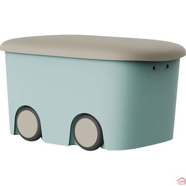 BOÎTE DE RANGEMENT ENFANT VERT MENTHE 45 LITRES AVEC ROULETTES 59 X 38 X 32 CM