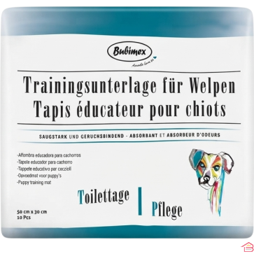 TAPIS ÉDUCATEUR ABSORBANT POUR CHIOT BUBIMEX 50 × 30 CENTIMÈTRES 10 UNITÉS