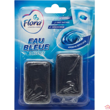 BLOC CHASSE EAU BLEU ANTI-TARTRE NETTOYANT ET DÉSODORISANT WC 2 X 50 G