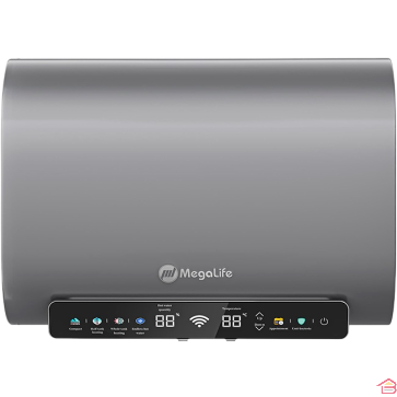 CHAUFFE-EAU ÉLECTRIQUE HORIZONTAL SLIM SILVER MEGALIFE 60 LITRES AVEC WIFI ET ÉCRAN TACTILE