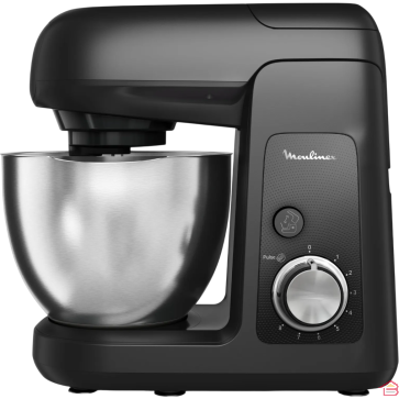 ROBOT PÂTISSIER 4,6 LITRES 1100 WATTS 8 VITESSES AVEC BOL EN ACIER INOXYDABLE MOULINEX NOIR
