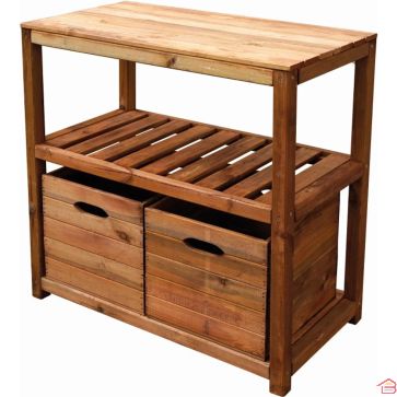 TABLE DE PRÉPARATION EN BOIS TERO AVEC RANGEMENTS POUR JARDINAGE 91X45X90 CM