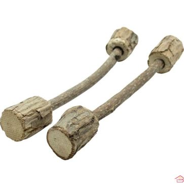 LOT DE 2 JOUETS HALTÈRES EN BOIS DE MATATABI NATUREL POUR CHAT À MÂCHER ET À JOUER