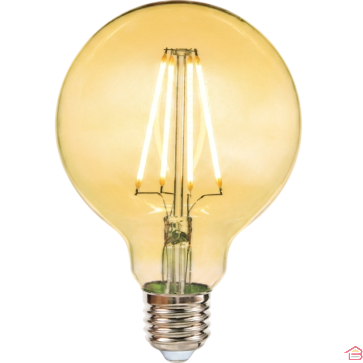 AMPOULE LED FILAMENT GLOBE VERRE AMBRÉ E27 8 WATTS BLANC CHAUD 2700K G125