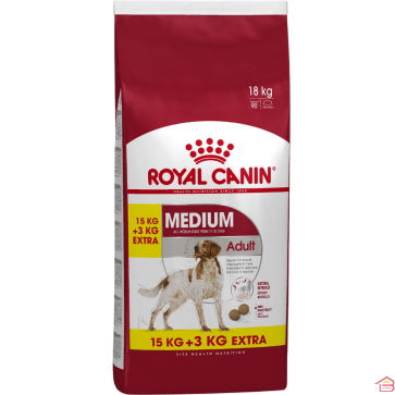 CROQUETTES POUR CHIEN ADULTE DE TAILLE MOYENNE ROYAL CANIN MEDIUM ADULT 15 KG + 3 KG OFFERTS