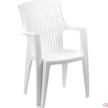 CHAISE DE JARDIN EMPILABLE HAUT DOSSIER EN RÉSINE BLANCHE 60X62X89 CM MODÈLE ARPA