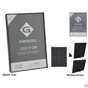 CADRE PHOTO TOKYOLINE 13 X 17 CM EN PLASTIQUE NOIR MULTIPOSITION PORTE-PHOTO DÉCORATIF À POSER