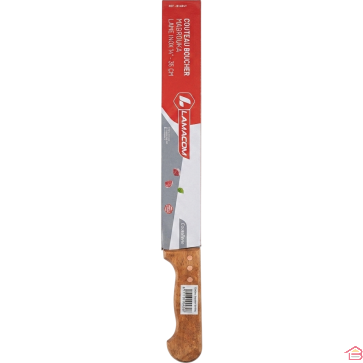 COUTEAU DE BOUCHER PROFESSIONNEL LAME INOX TREMPÉE 35 CM SÉRIE MABROUKA MANCHE ERGONOMIQUE