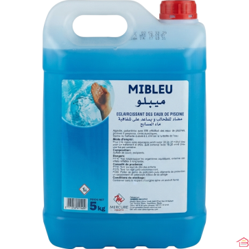 ÉCLAIRCISSANT ET ALGICIDE POUR EAU DE PISCINE 5 Kg MIBLUE TRAITEMENT CLARIFIANT ET BACTÉRICIDE