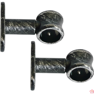 LOT DE 2 SUPPORTS SIMPLES POUR TRINGLE À RIDEAUX NOIR ARGENT 50 MM