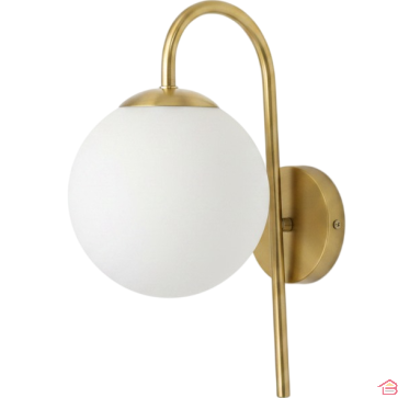 APPLIQUE MURALE LED DORÉE AVEC GLOBE EN VERRE OPALE BLANC 6 W MODÈLE VELA 120 X 900 MM
