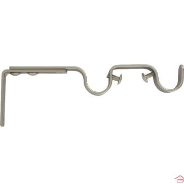 LOT DE 2 SUPPORTS DOUBLES EXTENSIBLES POUR TRINGLES À RIDEAUX MÉTALLIQUES DIAMÈTRE 20 MM ARGENT MAT