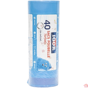 40 SACS POUBELLE PARFUMÉS BLEUS 30 L