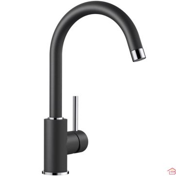 MITIGEUR DE CUISINE BLANCO MIDA EN GRANIT ANTHRACITE AVEC BEC TOURNANT