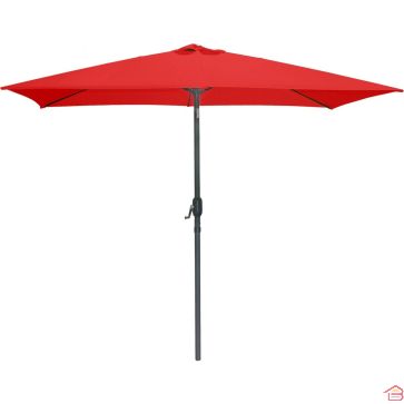 PARASOL INCLINABLE RECTANGULAIRE GROSEILLE 2X3 M STRUCTURE ALUMINIUM TOILE POLYESTER 200 G OUVERTURE À MANIVELLE – VENDU SANS SOCLE