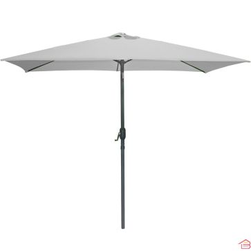 PARASOL INCLINABLE RECTANGULAIRE GRIS CLAIR 2X3 M STRUCTURE ALUMINIUM TOILE POLYESTER 200 G OUVERTURE À MANIVELLE – VENDU SANS SOCLE