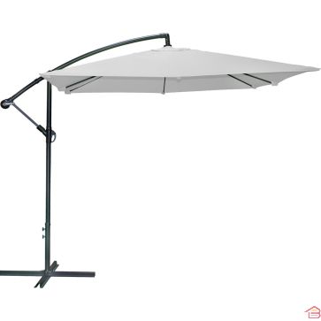 PARASOL DÉPORTÉ CARRÉ GRIS CLAIR 2.5x2.5 M STRUCTURE EN MÉTAL ET TOILE POLYESTER 180 G OUVERTURE PAR MANIVELLE – VENDU SANS DALLES
