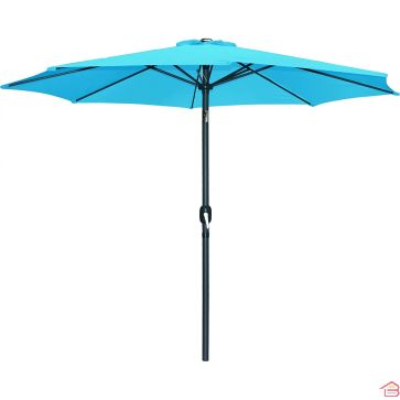 PARASOL INCLINABLE ROND TURQUOISE 3 M STRUCTURE ALUMINIUM ET TOILE POLYESTER 200 G OUVERTURE À MANIVELLE – VENDU SANS SOCLE