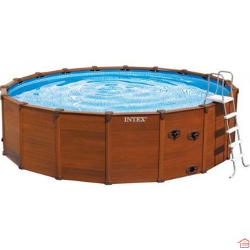 PISCINE HORS SOL TUBULAIRE ASPECT BOIS AVEC FILTRE À SABLE ÉCHELLE BÂCHE ET TAPIS DE SOL 478 X 135 CENTIMÈTRES
