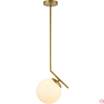 SUSPENSION LUMINAIRE EN ALUMINIUM DORÉ AVEC GLOBE EN VERRE OPALIN DOUILLE E27 LIDO