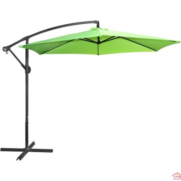 PARASOL DÉPORTÉ ROND VERT ANIS 3 M STRUCTURE MÉTAL ET TOILE POLYESTER 180 GOUVERTURE PAR MANIVELLE– VENDU SANS DALLES