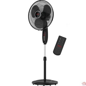 VENTILATEUR SUR PIED TEFAL DIAMÈTRE 40 CM PUISSANCE 50 W AVEC TÉLÉCOMMANDE 3 VITESSES OSCILLATION AUTOMATIQUE NOIR