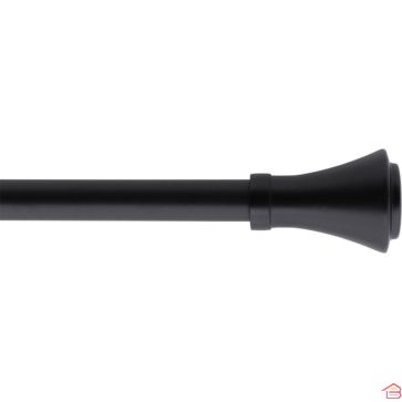 TRINGLE À RIDEAUX EXTENSIBLE NOIR MAT STYLE BRASSERIE AVEC EMBOUTS 120 À 210 CM DIAMÈTRE 19 MM