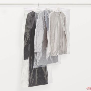 LOT DE 3 HOUSSES DE RANGEMENT POUR VÊTEMENTS RAYEN 65X150 CM TRANSPARENTES