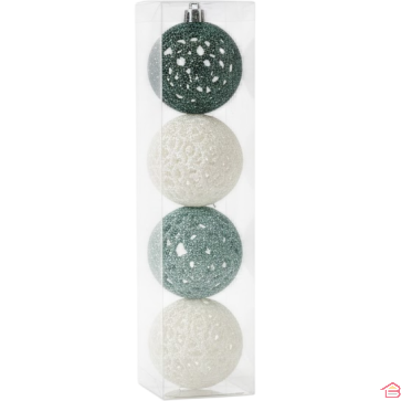 LOT DE 4 BOULES DE NOËL ÉVIDÉES DÉCORATIVES DIAMÈTRE 6 CM THÈME NOËL EN LAPONIE