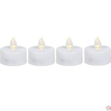 BOUGIES CHAUFFE-PLAT À LED X4 4 CM EN PLASTIQUE BLANC POUR DÉCORATION ET AMBIANCE